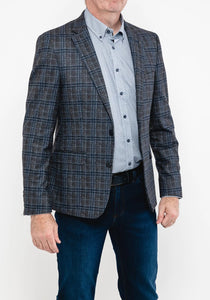 White Label Check Blazer, Grey & Navy 85032 Check Navy