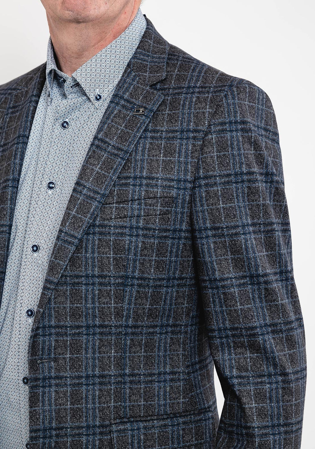 White Label Check Blazer, Grey & Navy 85032 Check Navy